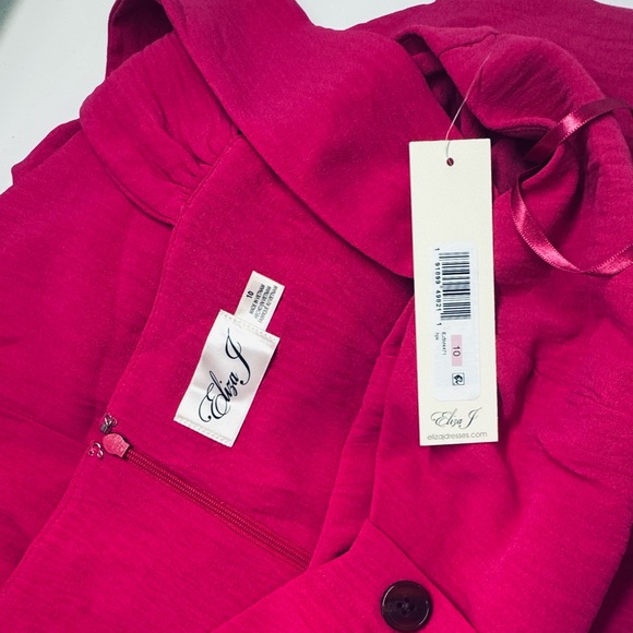 Eliza J Hot pink Sleeveless Midi Dress Size 10 Button Front Pockets - Picture 5 of 6